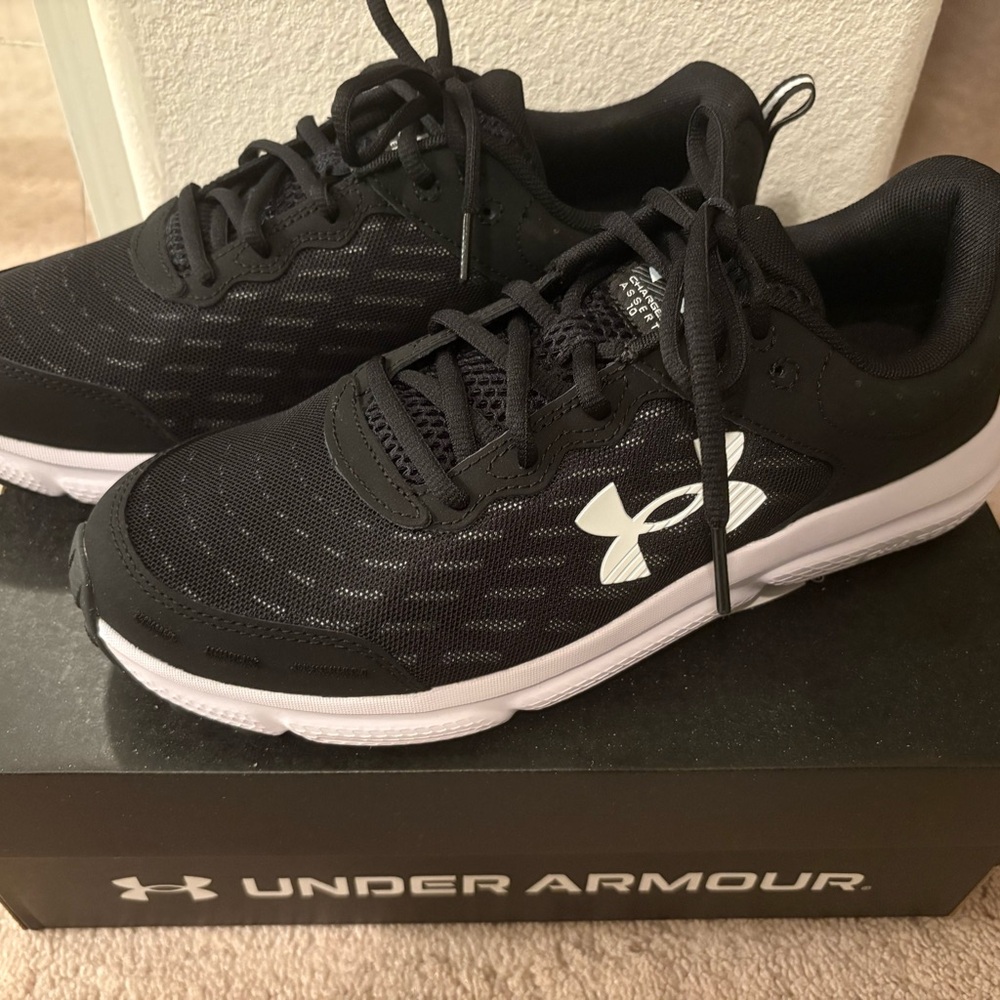 Under Armour Black Athletic Shoes with White Logo